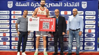 أحمد إسماعيل يتوج بجائزة رجل مباراة الأهلي والزمالك في كأس مصر لكرة السلة