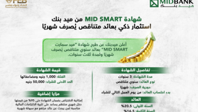 شهادة MID SMART من ميد بنك استثمار ذكي بعائد متناقص يُصرف شهريًا
